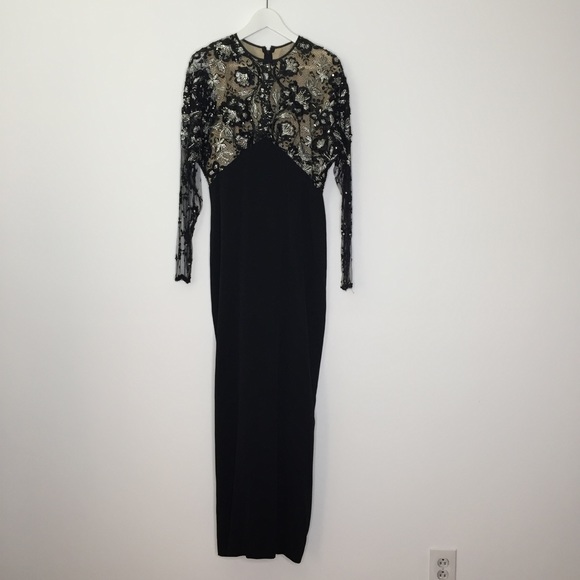 Vintage Frank Tignino Black Silk Lace Beaded Dress - Picture 2 of 8